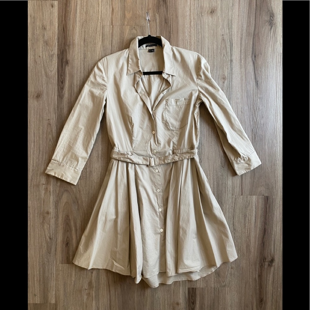 Theory Cotton Fit and Flare Dress with Belt